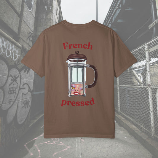 French Pressed Unisex T-shirt, Funny Coffee Shirt, Gift for Coffee Lovers, Cozy Casual Wear, Perfect for Birthdays