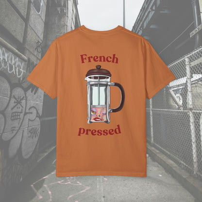 French Pressed Unisex T-shirt, Funny Coffee Shirt, Gift for Coffee Lovers, Cozy Casual Wear, Perfect for Birthdays