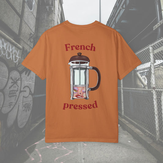 French Pressed Unisex T-shirt, Funny Coffee Shirt, Gift for Coffee Lovers, Cozy Casual Wear, Perfect for Birthdays